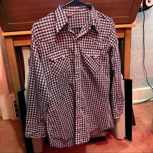 Men’s M Vintage Western Shirt Blue Plaid